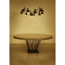 Colgante Retro 12 luces negro y oro Faro